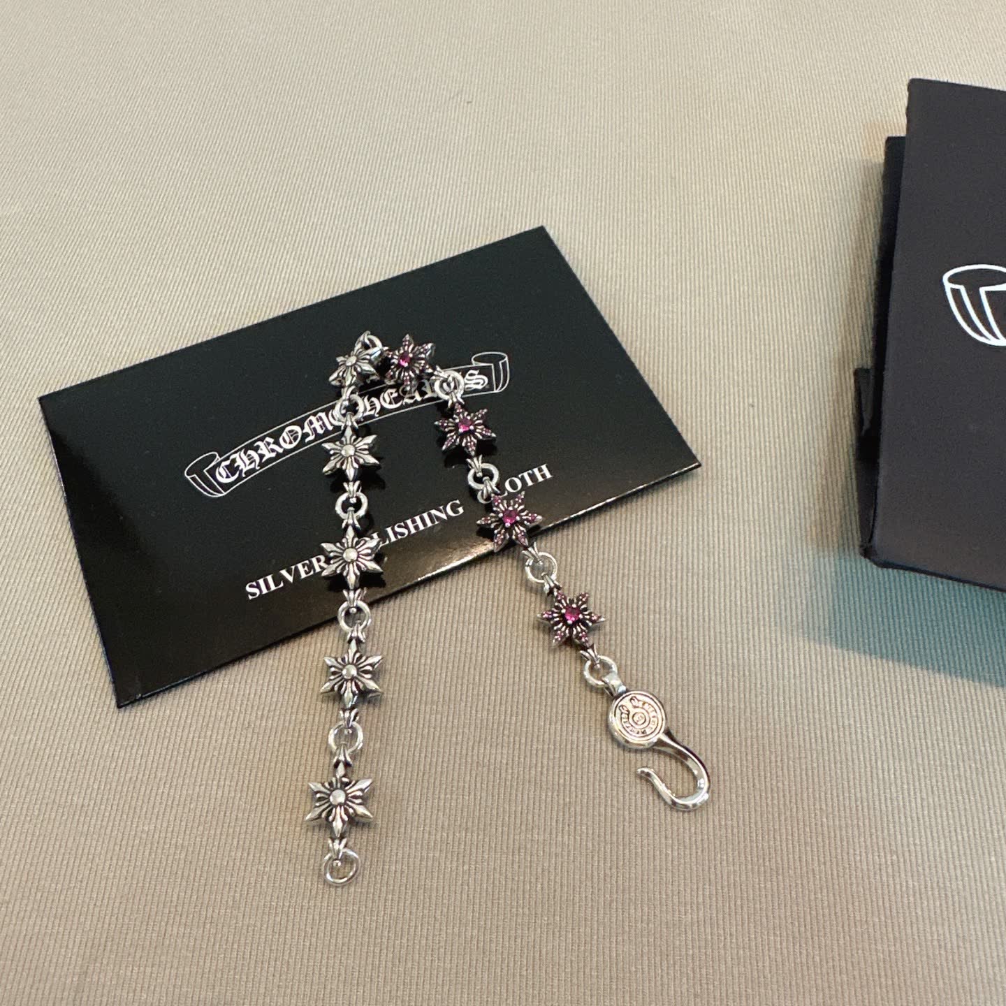 Chrome Hearts Silver Bracelet with Red Stones
